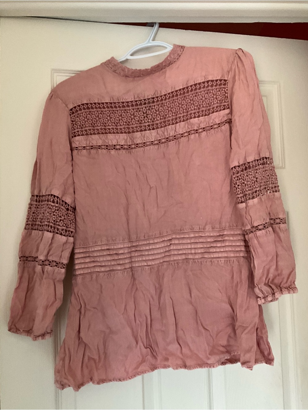 Mauve Lace Panel Lightweight Tunic Blouse